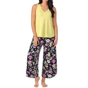 Cuddl Duds Women’s Sleeveless Pajama Top & Wide Leg Pajama Pant 2pc Set Large